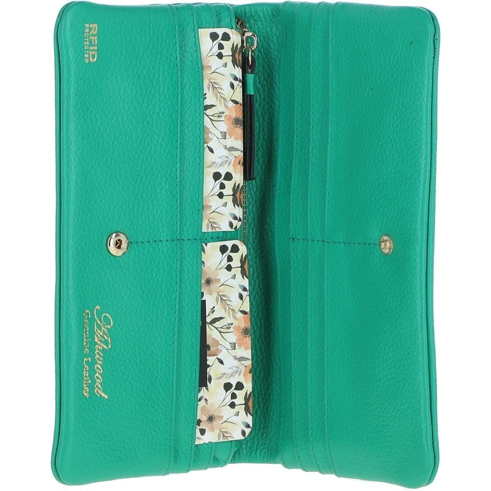 12 Card RFID Protected Leather Purse Gumdrop Green: J-56 4 12 Card RFID Protected Leather Purse Gumdrop Green: J-56 - Image 2