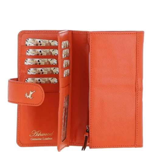 14 Card RFID Protected Large Leather Purse Mandarin: S1