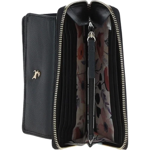 14 Card RFID Protected XL Leather Purse Black: S2