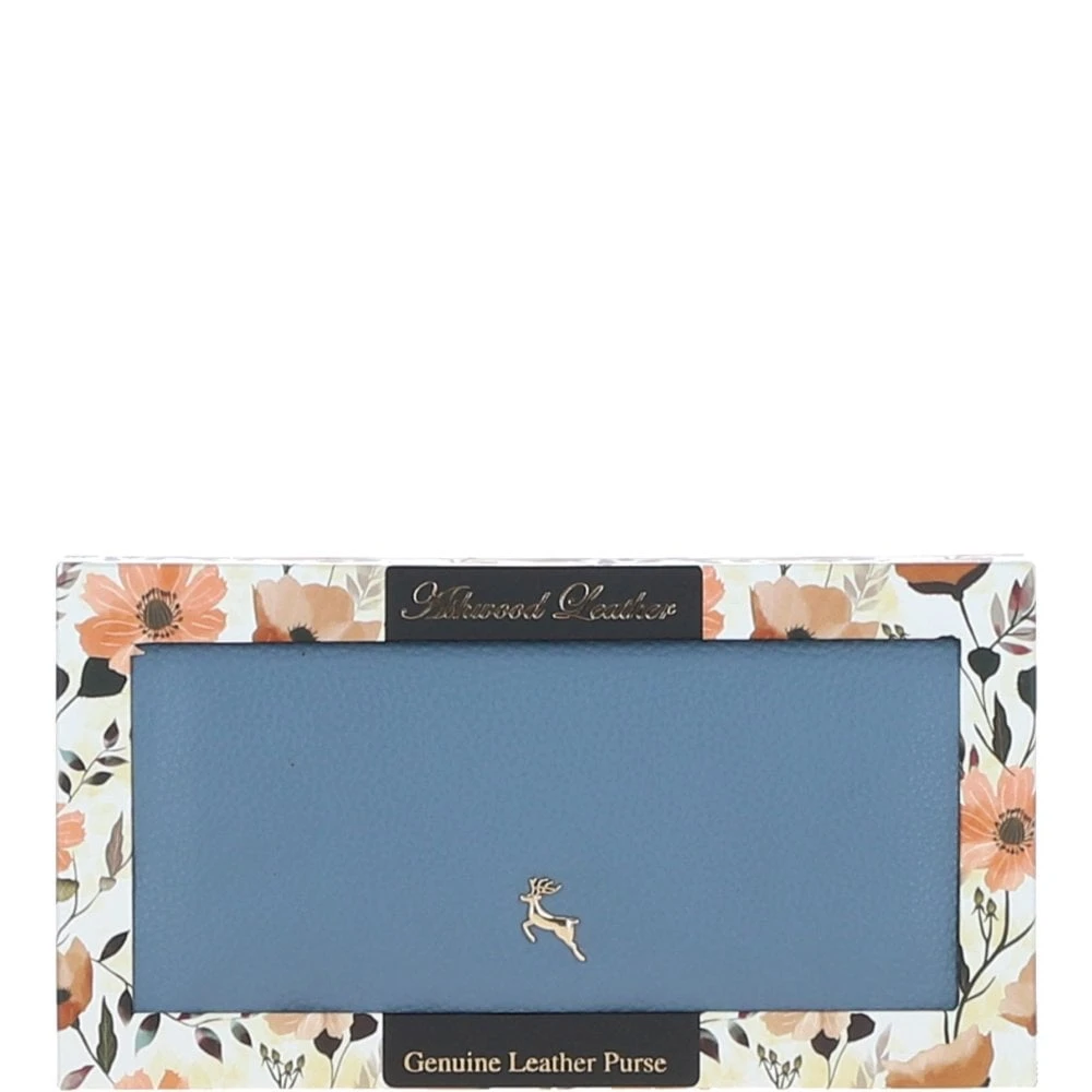 14 Card RFID Protected XL Leather Purse Denim Blue: S-4 4 14 Card RFID Protected XL Leather Purse Denim Blue: S-4 - Image 2