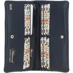 14 Card RFID Protected XL Leather Purse Navy: S-4