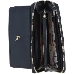 14 Card RFID Protected XL Leather Purse Navy: S2