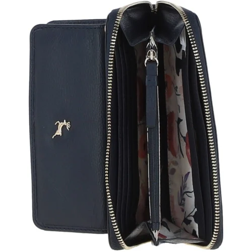 14 Card RFID Protected XL Leather Purse Navy: S2