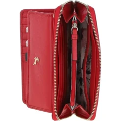 14 Card RFID Protected XL Leather Purse Poppy Red: S2