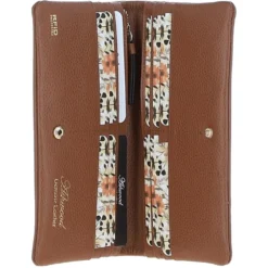 14 Card RFID Protected XL Leather Purse Two Tone Tan: S-4