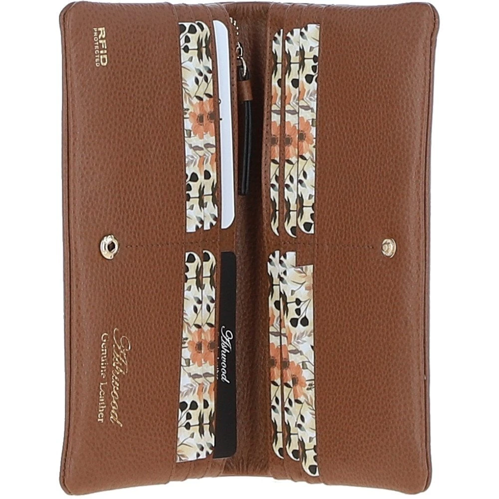 14 Card RFID Protected XL Leather Purse Two Tone Tan: S-4 3 14 Card RFID Protected XL Leather Purse Two Tone Tan: S-4