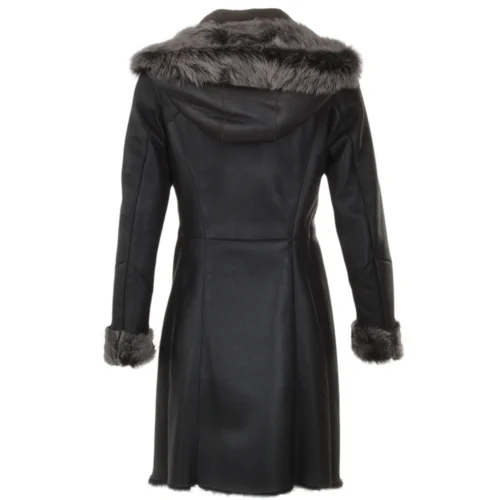 3/4 Hooded Toscana Sheepskin Coat Brown : Malaska -The Bridge Store 3 4 hooded toscana sheepskin coat brown malaska p866 3744 image