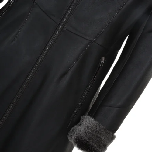 3/4 Hooded Toscana Sheepskin Coat Brown : Malaska -The Bridge Store 3 4 hooded toscana sheepskin coat brown malaska p866 3745 image