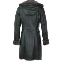 3/4 Hooded Toscana Sheepskin Coat Green : Malaska -Default Template 2 3 4 hooded toscana sheepskin coat green malaska p867 3749 image