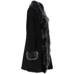 3/4 Length Toscana Suede Leather Coat Black : 5055 -Default Template 2 3 4 length toscana suede leather coat black 5055 p6277 22595 image