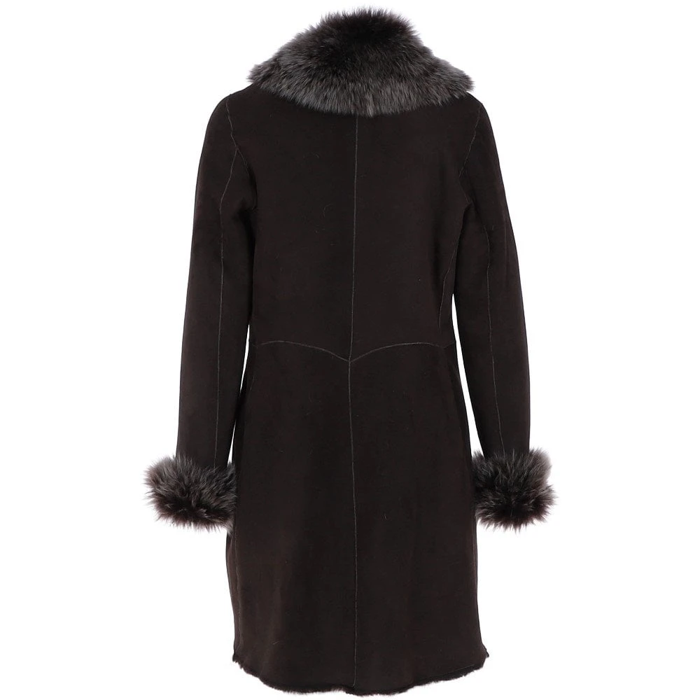 3/4 Length Toscana Suede Leather Coat Brown : 5055 5 3/4 Length Toscana Suede Leather Coat Brown : 5055 - Image 3