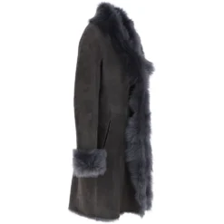 3/4 Length Toscana Suede Leather Coat Gray : 5055 -Default Template 2 3 4 length toscana suede leather coat gray 5055 p6279 22603 image