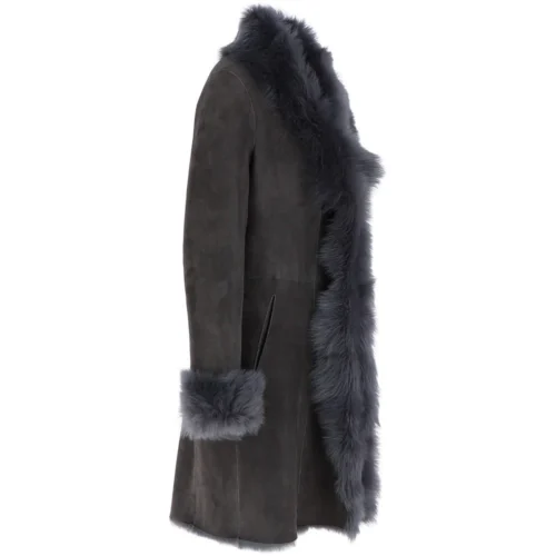 3/4 Length Toscana Suede Leather Coat Gray : 5055 9 3/4 Length Toscana Suede Leather Coat Gray : 5055 -The Bridge Store 3 4 length toscana suede leather coat gray 5055 p6279 22603 image