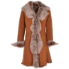 3/4 Length Toscana Suede Leather Coat Tan : Lysa -Default Template 2 3 4 length toscana suede leather coat tan lysa p3724 16118 image