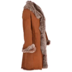 3/4 Length Toscana Suede Leather Coat Tan : Lysa -Default Template 2 3 4 length toscana suede leather coat tan lysa p3724 16121 image