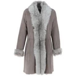 3/4 Length Toscana Suede Leather Coat Topo : 5055