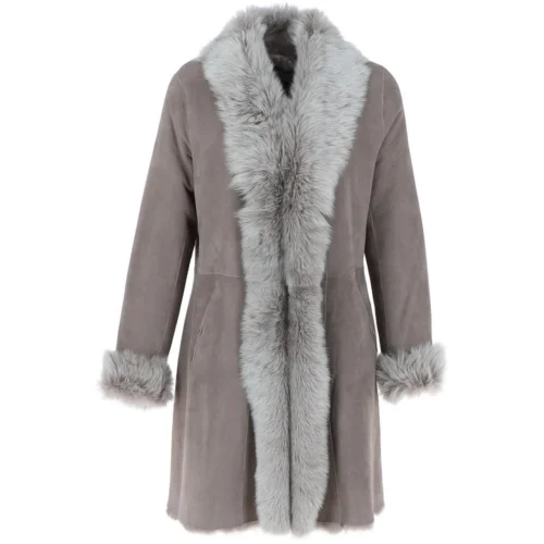 3/4 Length Toscana Suede Leather Coat Topo : 5055