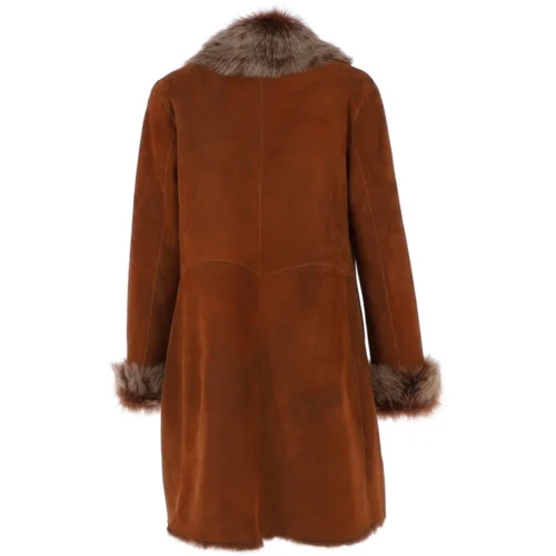 3/4 Length Toscana Suede Leather Coat Whisky: 5055 -The Bridge Store 3 4 length toscana suede leather coat whisky 5055 p6281 22610 image