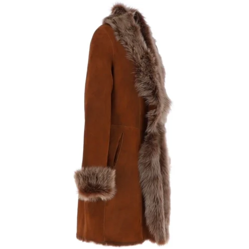 3/4 Length Toscana Suede Leather Coat Whisky: 5055 -The Bridge Store 3 4 length toscana suede leather coat whisky 5055 p6281 22611 image