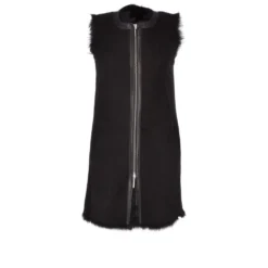 3/4 Length Toscana Suede Leather Gilet Black : Gerel