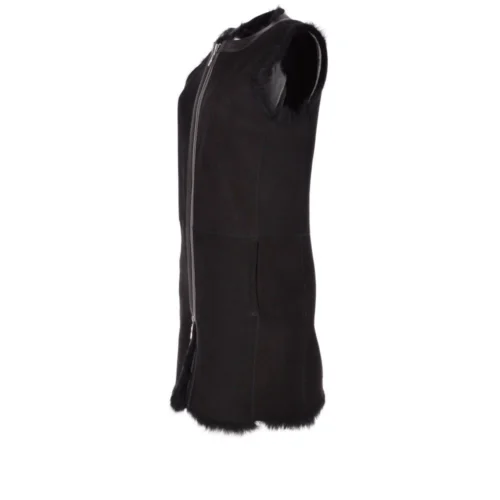 New Products -The Bridge Store 3 4 length toscana suede leather gilet black gerel p2566 12047 image