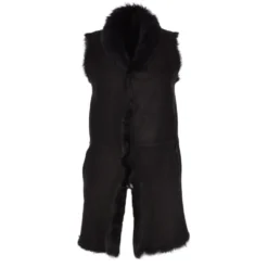 3/4 Length Toscana Suede Leather Gilet Black : Nekhii