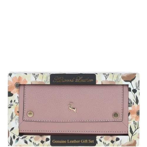 7 Card RFID Protected Large Leather Purse Wood Rose: J-52