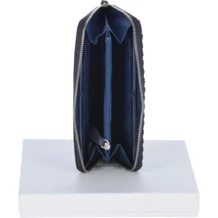 Large Leather Zip Around Note And Coin Purse Black : Ash-09