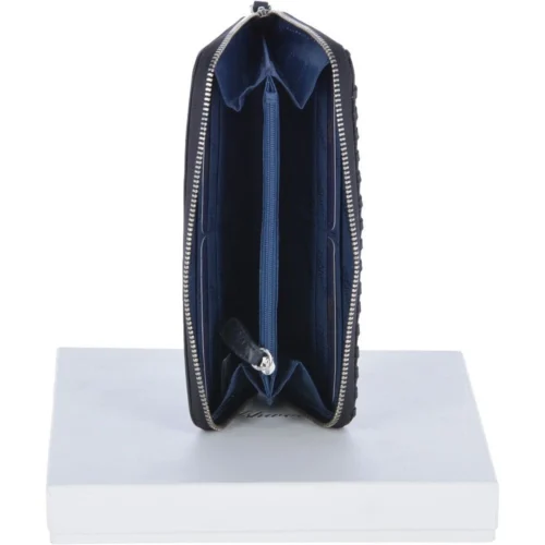 Large Leather Zip Around Note And Coin Purse Black : Ash-09