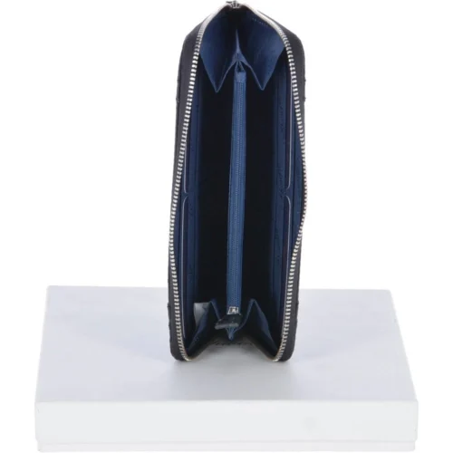 Large Leather Zip Around Note And Coin Purse Black : Ash-11