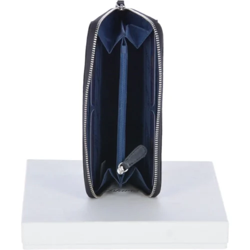 Large Leather Zip Around Note And Coin Purse Black : Ash-12