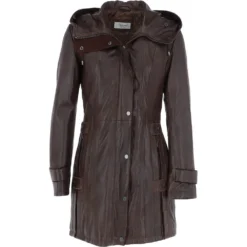Leather Hooded Coat Brown/ddy : Harriet