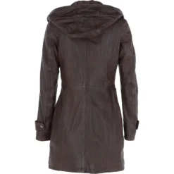 Leather Hooded Coat Brown/ddy : Harriet -Default Template 2 ashwood leather hooded coat brown ddy harriet p93 25130 image