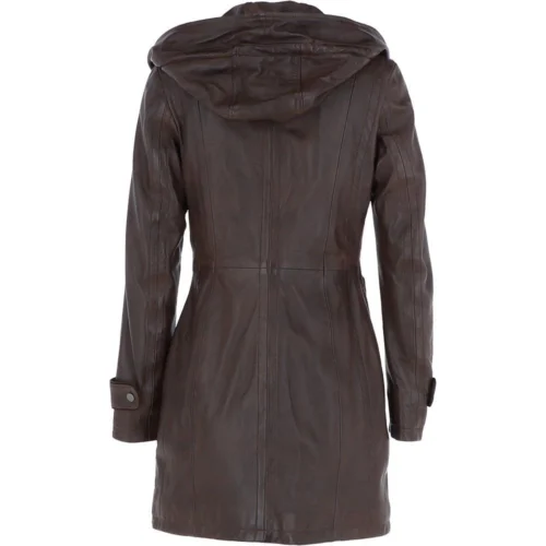 Leather Hooded Coat Brown/ddy : Harriet -The Bridge Store ashwood leather hooded coat brown ddy harriet p93 25130 image
