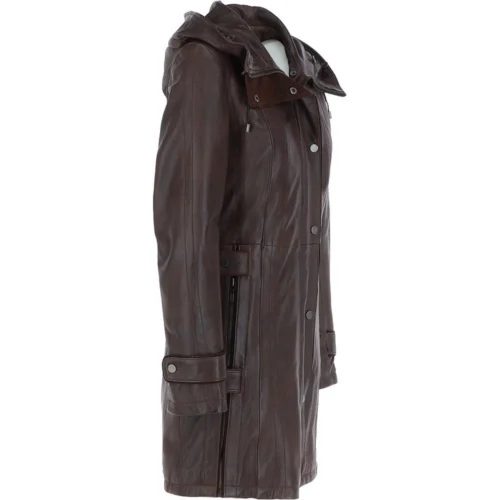 Leather Hooded Coat Brown/ddy : Harriet -The Bridge Store ashwood leather hooded coat brown ddy harriet p93 25131 image