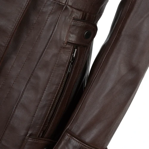 Leather Hooded Coat Brown/ddy : Harriet -The Bridge Store ashwood leather hooded coat brown ddy harriet p93 6892 image