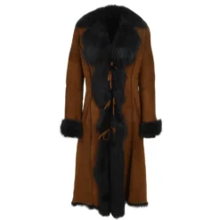 Long Length Toscana Suede Leather Coat Whisky/blk : Alaska