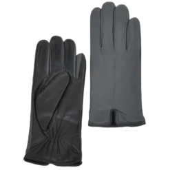 Touch Screen Friendly Two Tone Leather Gloves Black/ Grey : 137