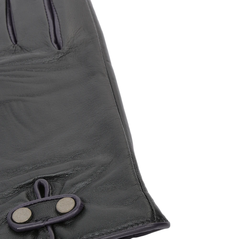 Two Tone Colour Finger Detail Leather Gloves Black/Purple : 007 4 Two Tone Colour Finger Detail Leather Gloves Black/Purple : 007 - Image 2