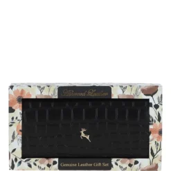 Womens Croc 7 Card Large Leather Purse Black: C-05