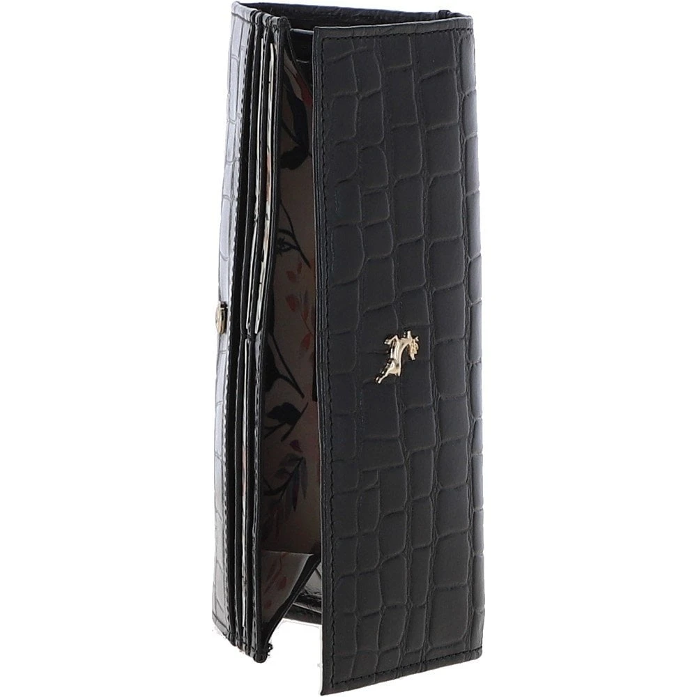 Womens Croc 7 Card Large Leather Purse Black: C-05 4 Womens Croc 7 Card Large Leather Purse Black: C-05 - Image 2