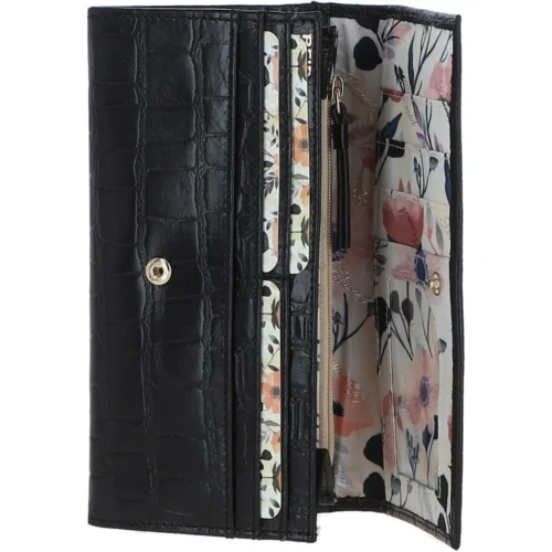 Womens Croc 7 Card Large Leather Purse Black: C-05 14 Womens Croc 7 Card Large Leather Purse Black: C-05 -The Bridge Store ashwood womens croc 7 card large leather purse black c 05 p5995 21397 image