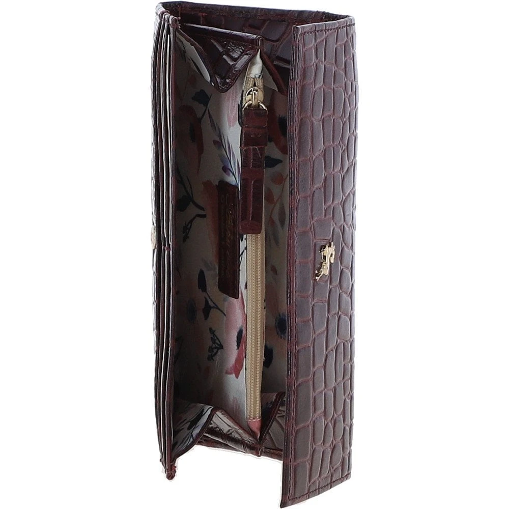 Womens Croc 7 Card Large Leather Purse Bordeaux: C-05 4 Womens Croc 7 Card Large Leather Purse Bordeaux: C-05 - Image 2