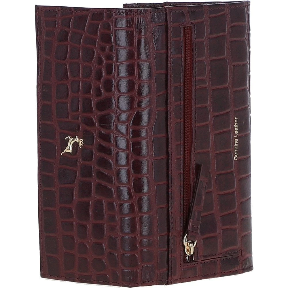Womens Croc 7 Card Large Leather Purse Bordeaux: C-05 6 Womens Croc 7 Card Large Leather Purse Bordeaux: C-05 - Image 4