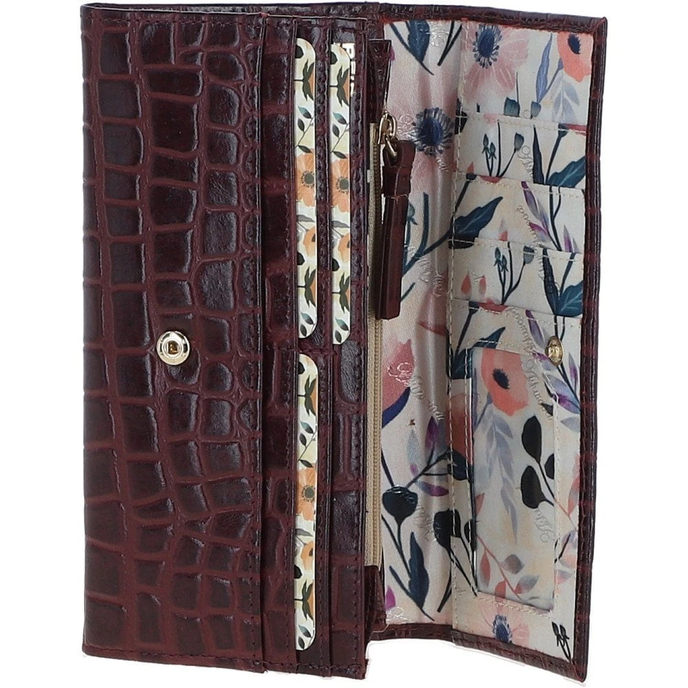 Womens Croc 7 Card Large Leather Purse Bordeaux: C-05 8 Womens Croc 7 Card Large Leather Purse Bordeaux: C-05 - Image 6