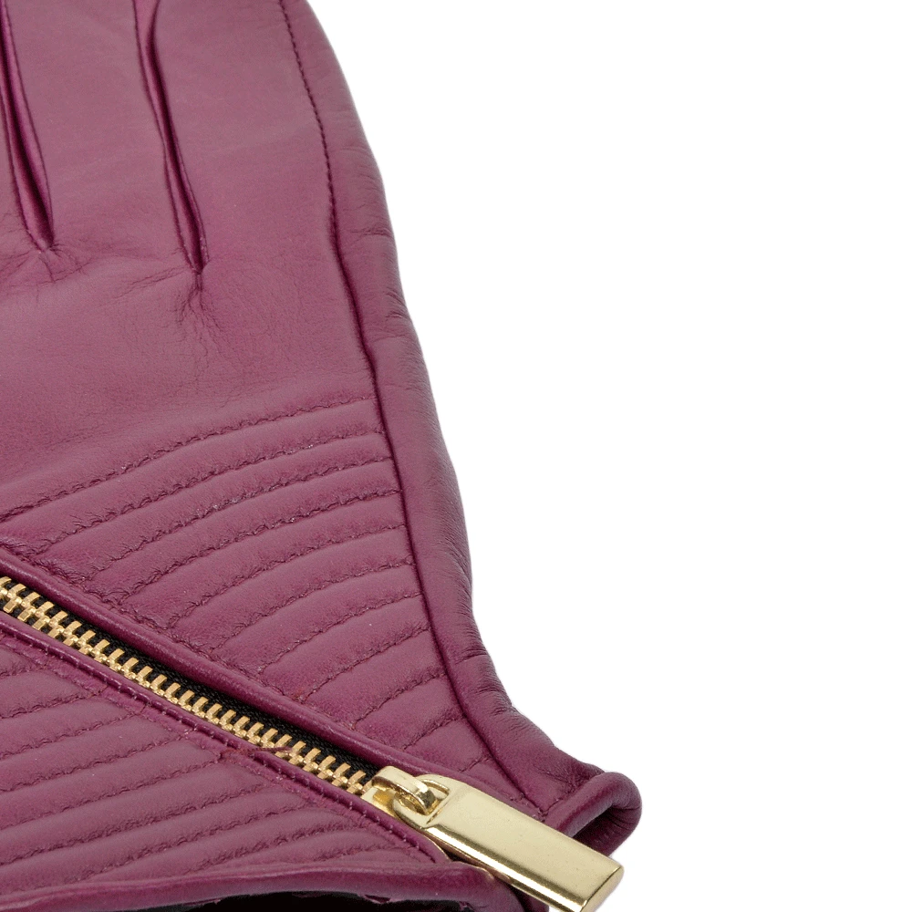 Zip And Stitch Detail Leather Gloves Shiraz : 373 4 Zip And Stitch Detail Leather Gloves Shiraz : 373 - Image 2