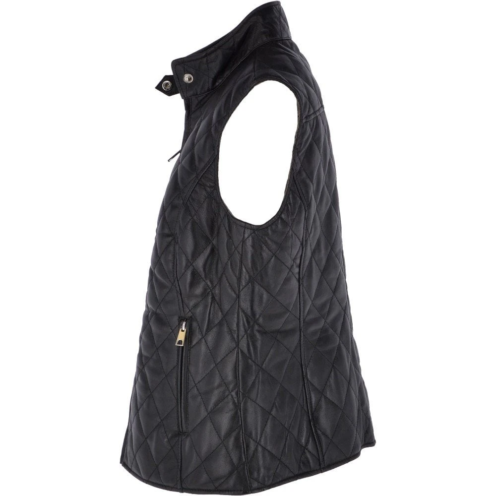 Diamond Quilted Leather Gilet Black : Hampton 4 Diamond Quilted Leather Gilet Black : Hampton - Image 2