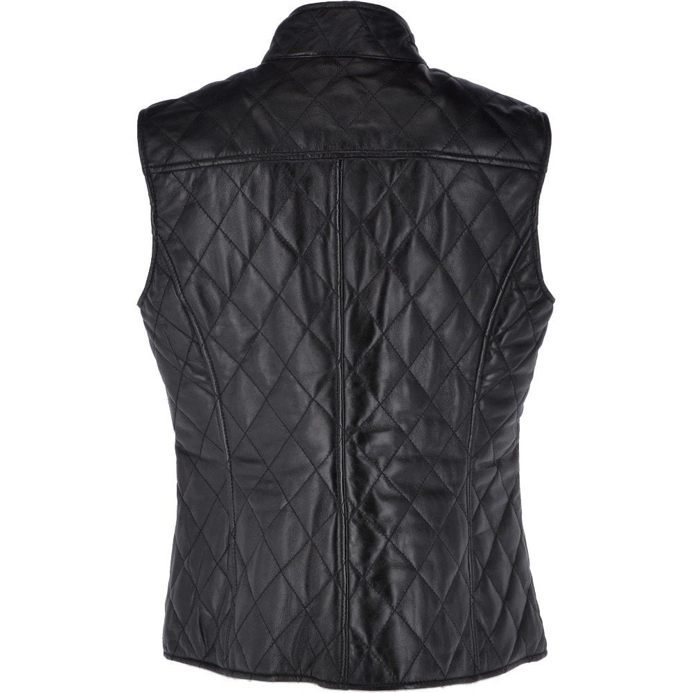 Diamond Quilted Leather Gilet Black : Hampton 5 Diamond Quilted Leather Gilet Black : Hampton - Image 3
