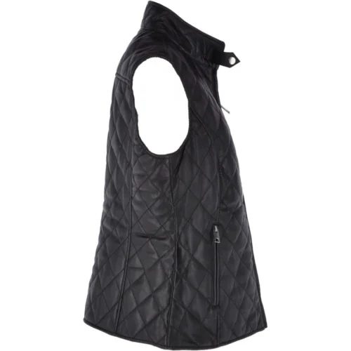 Diamond Quilted Leather Gilet Black : Hampton -The Bridge Store diamond quilted leather gilet black hampton p2592 11452 image