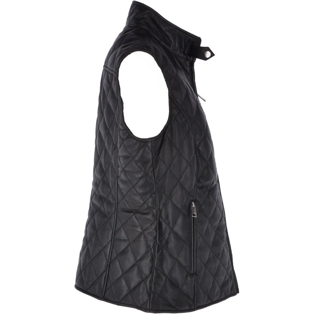 Diamond Quilted Leather Gilet Black : Hampton 6 Diamond Quilted Leather Gilet Black : Hampton - Image 4